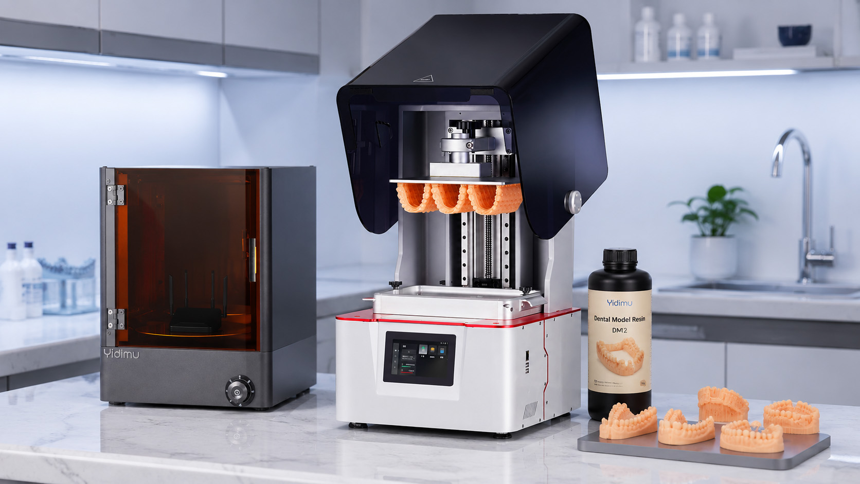 Dental resin 3D printer with model resin and UV curing equipment