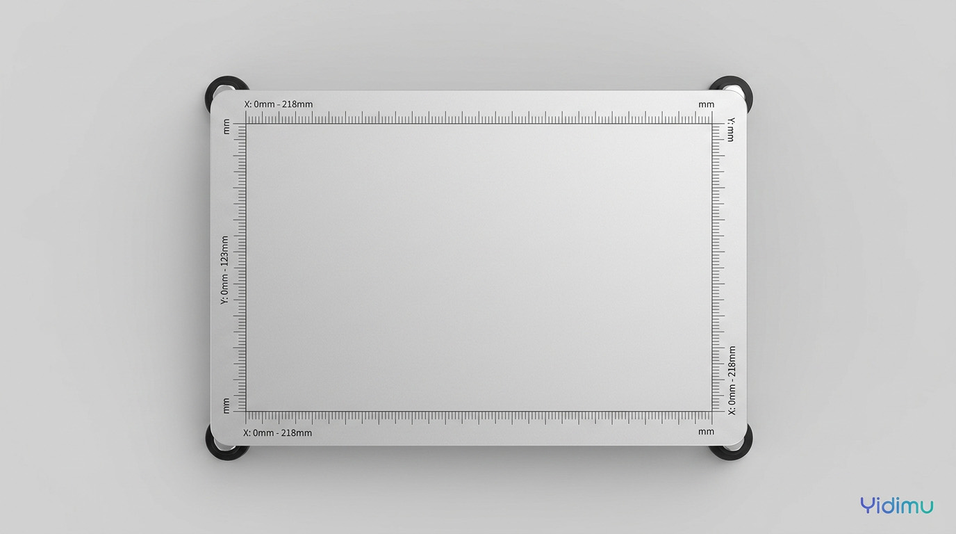 Eternal D1 build platform showing the available resin printing area