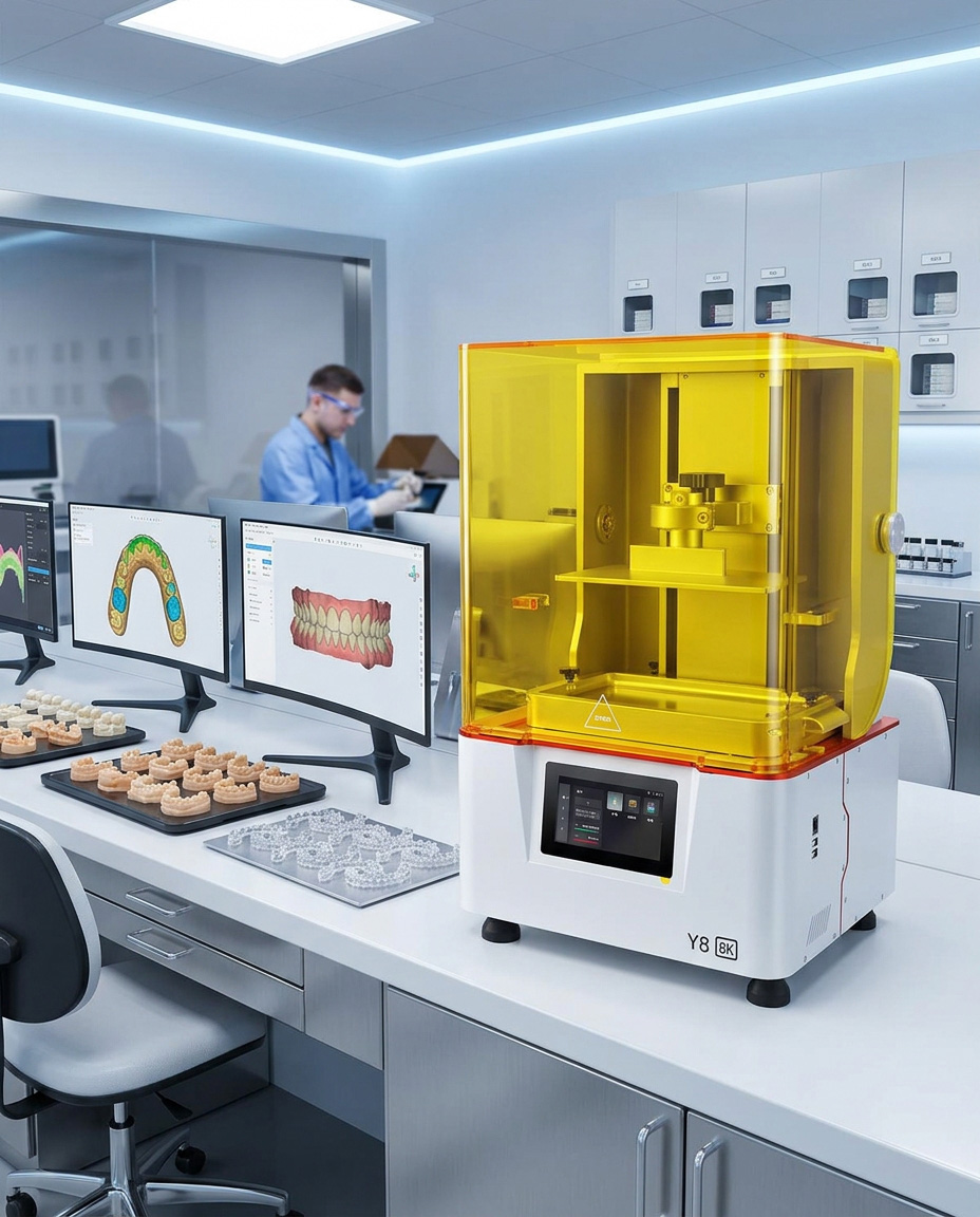 Eternal Y8 dental resin 3D printer installed in a digital dental laboratory