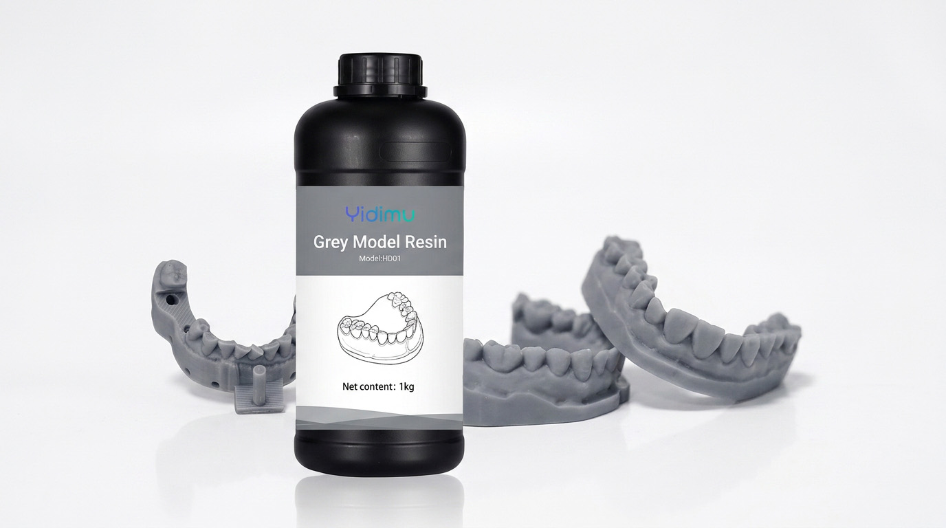 Yidimu grey dental model resin bottle with printed dental models